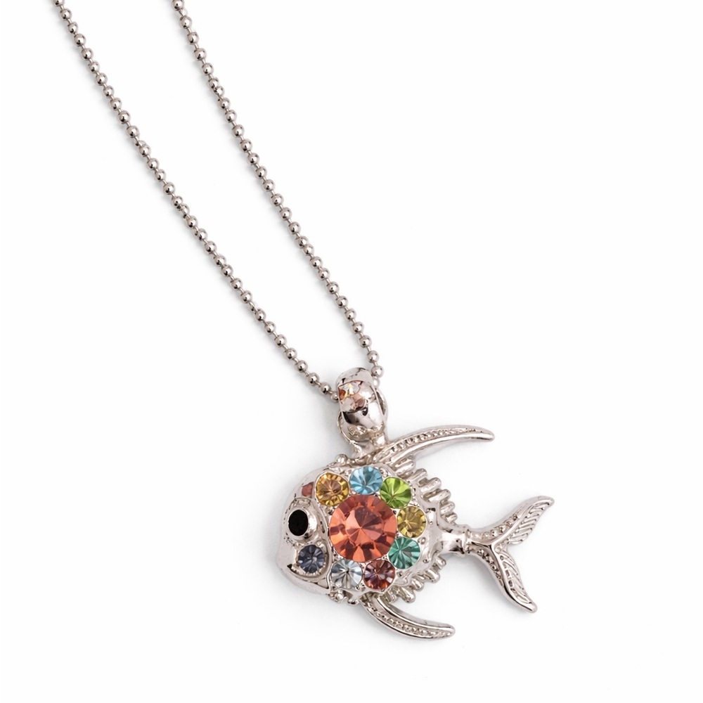 Adorable multicolor stone fish necklace